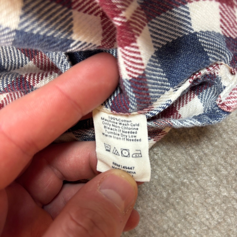 The Normal Brand Mountain Flannel Overshirt Mens Medium-T White Plaid Button Up - Picture 3 of 8